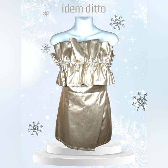 idem ditto | Champagne Gold Crinkle Romper | NWT! - Picture 2 of 7